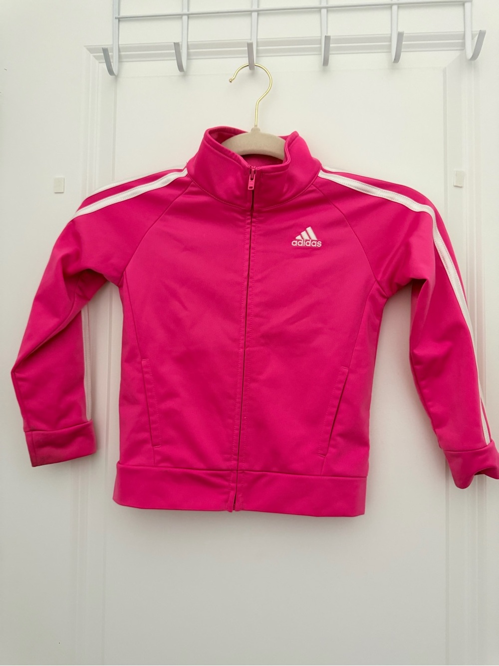 adidas Pink Track Jacket with White Stripes - Kids